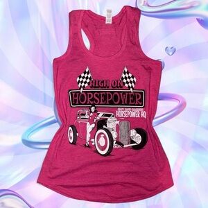 vtg y2k rockabilly retro style graphic tank top, sz xs, can fit up to md